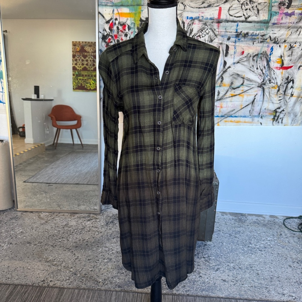 Knox Rose Gray Black Long Sleeve Shirt Dress